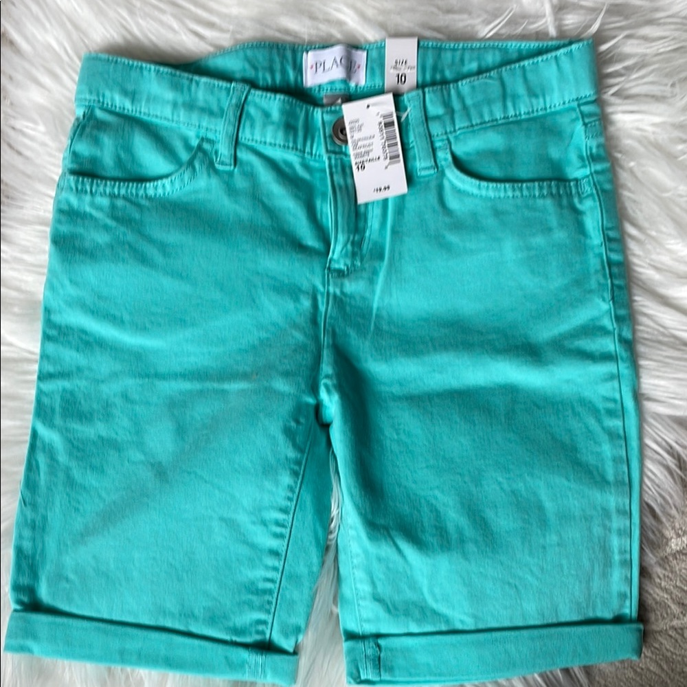 NWT The Children’s Place Girls Cotton Turquoise Shorts Size 10